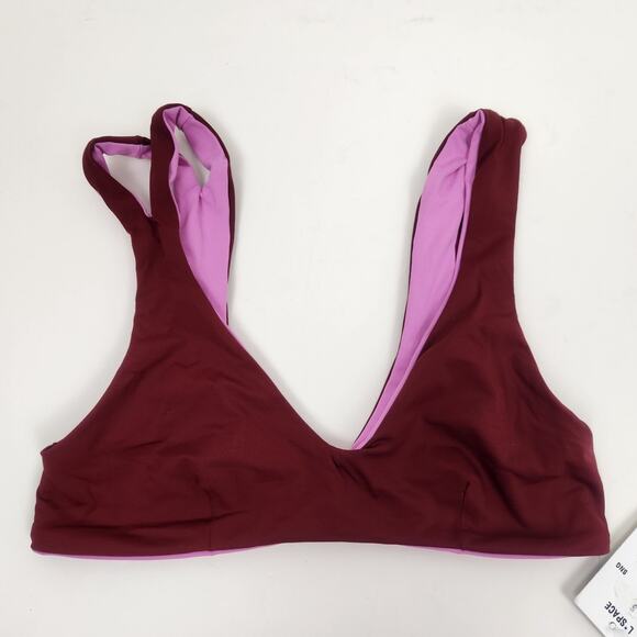 L*Space One Wave Reversible Bikini Top in Pink Burgundy Size Small NWT - Picture 3 of 6